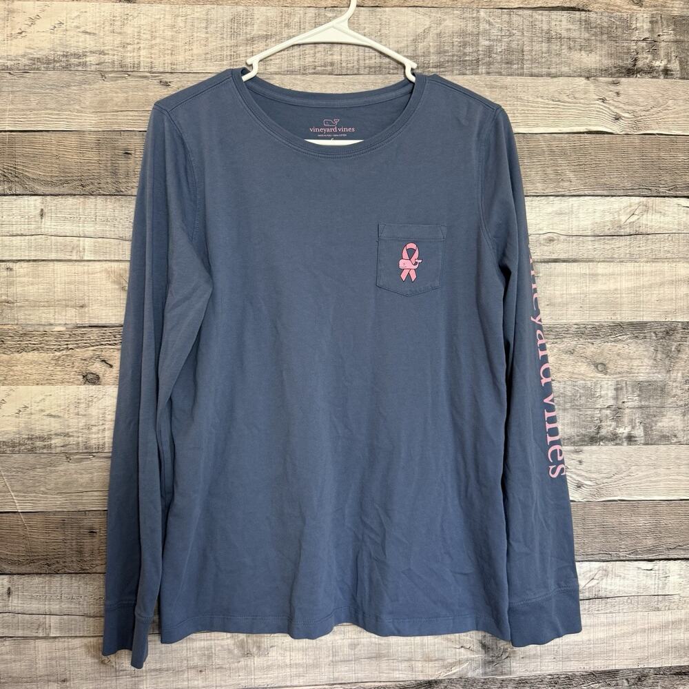 Vineyard Vines Breast Cancer Awareness Pink Ribbon Long Sleeve Shirt Small